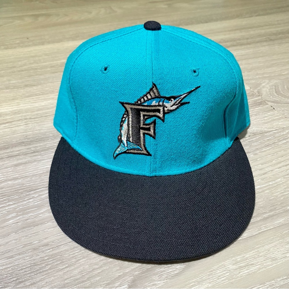 Vintage 90s‎ Florida Marlins New Era Diamond Collection Hat 100% Wool Pro Model.